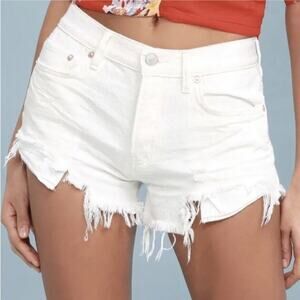 Free People Loving Good Vibrations Shorts Sz 29 Spring White Distressed Cutoff
